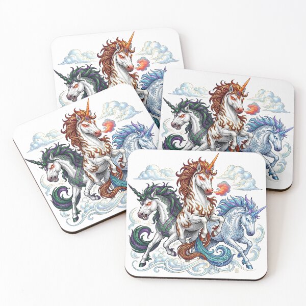Item preview, Angry Unicorns of Fire Ice and Nature Fantasy Art. designed and sold by HorrorInkStudio.