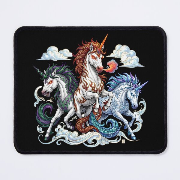 Item preview, Angry Unicorns of Fire Ice and Nature Fantasy Art. designed and sold by HorrorInkStudio.
