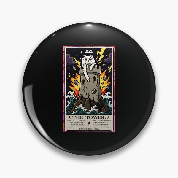 Item preview, The Tower Cat Tarot Style Chaos and Renewal Illustration designed and sold by ferminhays.