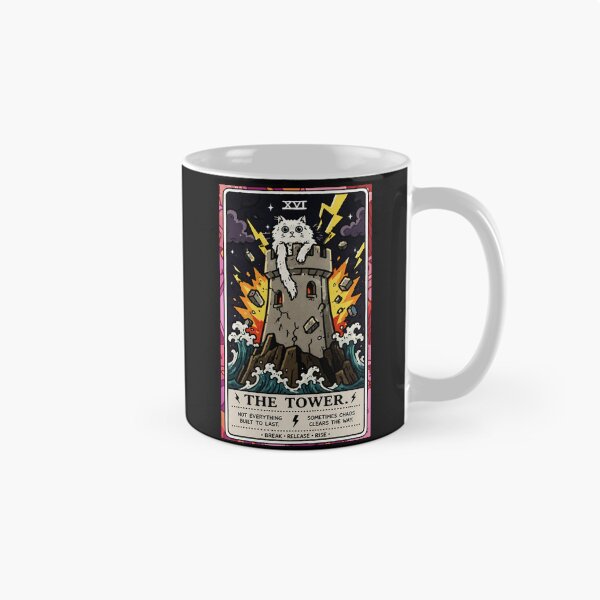 Item preview, The Tower Cat Tarot Style Chaos and Renewal Illustration designed and sold by ferminhays.