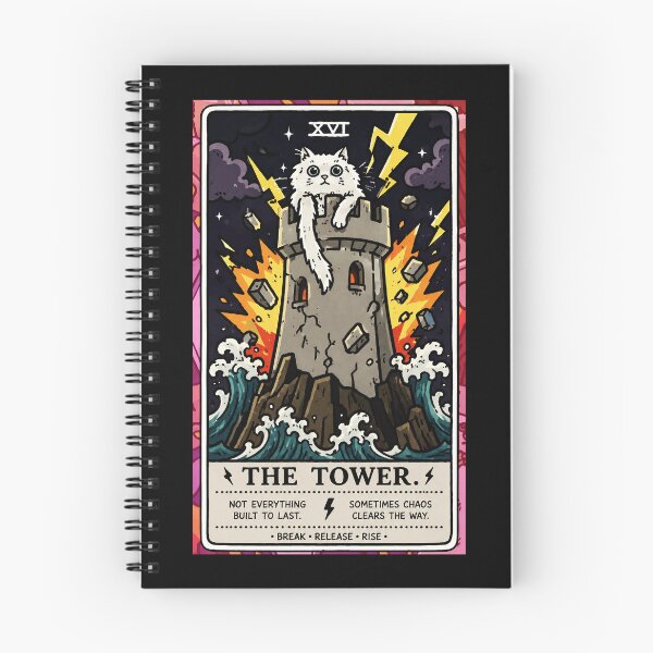 Item preview, The Tower Cat Tarot Style Chaos and Renewal Illustration designed and sold by ferminhays.