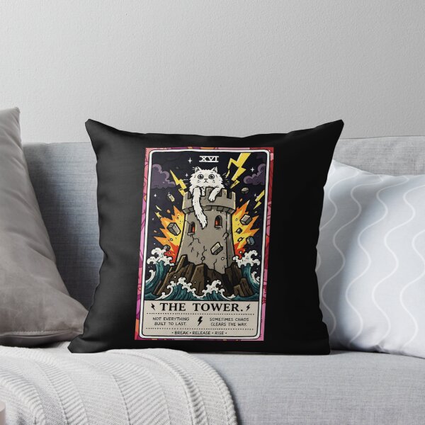 Item preview, The Tower Cat Tarot Style Chaos and Renewal Illustration designed and sold by ferminhays.