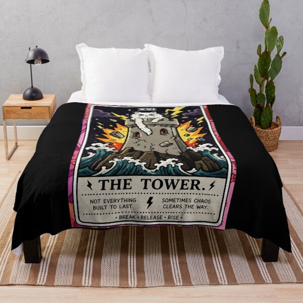 Item preview, The Tower Cat Tarot Style Chaos and Renewal Illustration designed and sold by ferminhays.