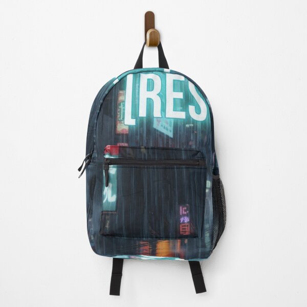 Item preview, REST LESS - Cyberpunk Rain City Neon Typography Hustle Grind Motivation Art designed and sold by AiNaturalsOnly.