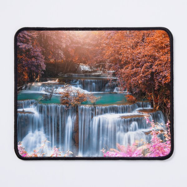 Item preview, Natural scenery of colorful forest in summer with waterfall designed and sold by Art-spree.