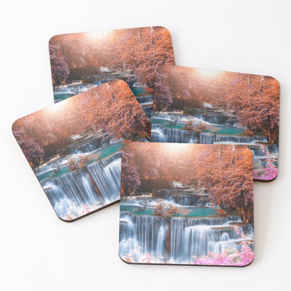 Item preview, Natural scenery of colorful forest in summer with waterfall designed and sold by Art-spree.
