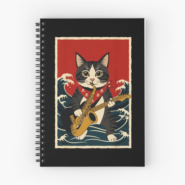 Item preview, Saxophone Cat Riding Ocean Waves Vintage Music designed and sold by JordynLadukeg65.