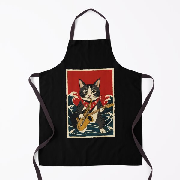 Item preview, Saxophone Cat Riding Ocean Waves Vintage Music designed and sold by JordynLadukeg65.