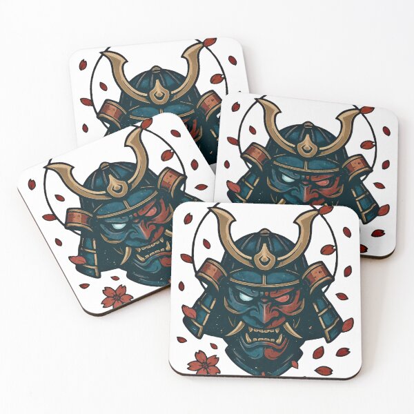 Item preview, Dark Oni Samurai Mask with Sakura Blossoms – Japanese Yokai Demon Warrior Art designed and sold by kaxymax.