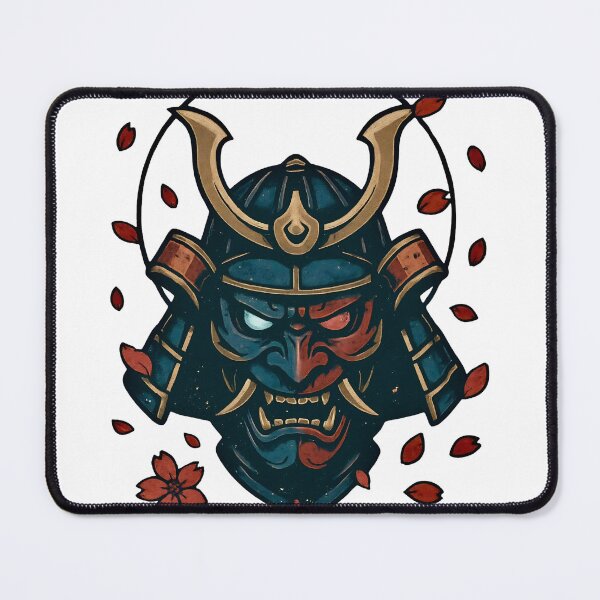 Item preview, Dark Oni Samurai Mask with Sakura Blossoms – Japanese Yokai Demon Warrior Art designed and sold by kaxymax.