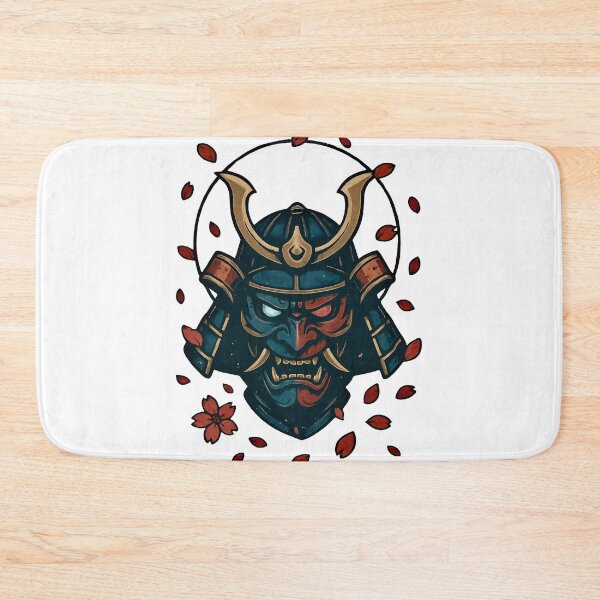 Item preview, Dark Oni Samurai Mask with Sakura Blossoms – Japanese Yokai Demon Warrior Art designed and sold by kaxymax.