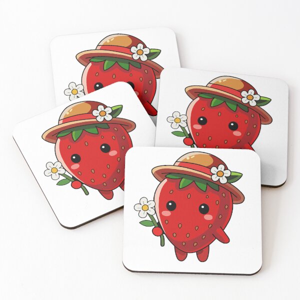 Item preview, Cute kawaii strawberry with sun hat and flower designed and sold by ARIN2550.