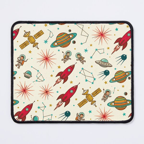 Item preview, Mid Century Atomic Space Pattern – Retro 1950s Rocket Satellite Astronaut Sputnik Seamless Design designed and sold by SavinMercantile.