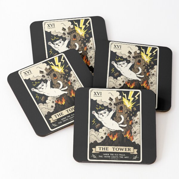 Item preview, Chaotic Cat Tarot Tower Card Funny Mystical Black Cat designed and sold by ferminhays.