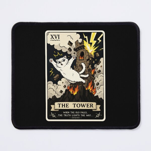 Item preview, Chaotic Cat Tarot Tower Card Funny Mystical Black Cat designed and sold by ferminhays.
