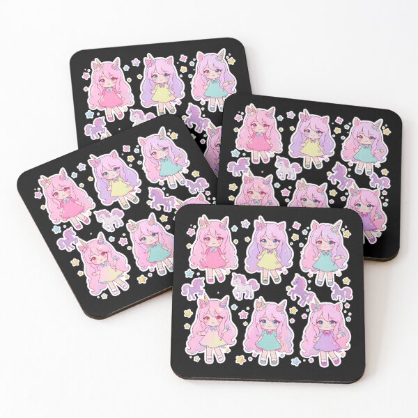 Item preview, Kawaii Chibi Unicorn Girls & Stars Sticker Pack - Pastel Anime Aesthetic designed and sold by Yasmine Mohammed.