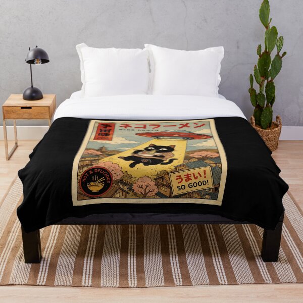 Item preview, Space Flavor Ramen Cat Retro UFO Poster Japanese Vintage designed and sold by eliramaison.