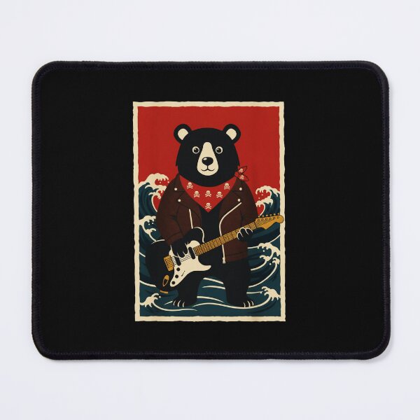Item preview, Retro Rock Bear Playing Electric Guitar Above Ocean Waves designed and sold by JordynLadukeg65.