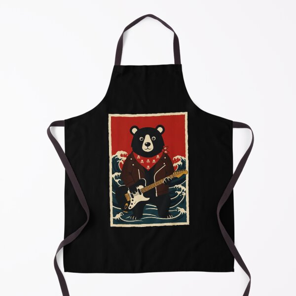 Item preview, Retro Rock Bear Playing Electric Guitar Above Ocean Waves designed and sold by JordynLadukeg65.