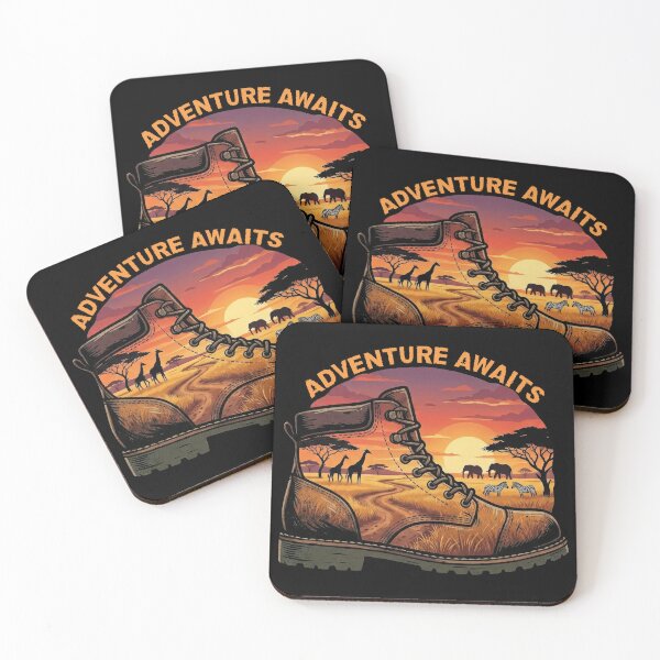 Item preview, Adventure Awaits Safari Hiking Boot Sunset Design designed and sold by d247.