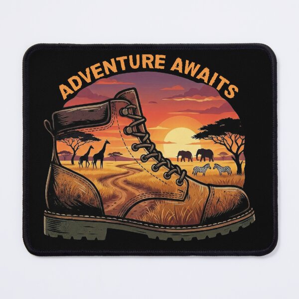 Item preview, Adventure Awaits Safari Hiking Boot Sunset Design designed and sold by d247.