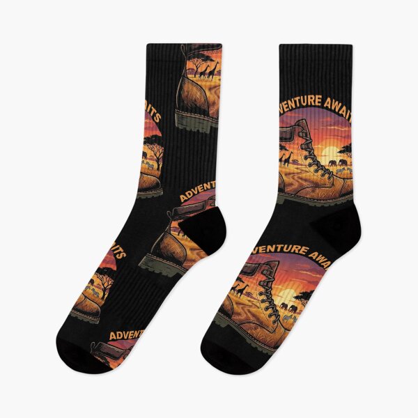 Item preview, Adventure Awaits Safari Hiking Boot Sunset Design designed and sold by d247.