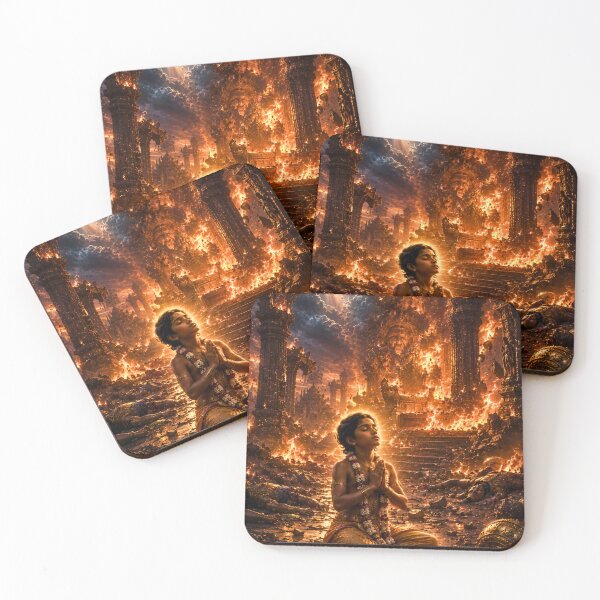 Item preview, Prahlad’s Faith Amid Chaos | Spiritual Devotion Hindu Artwork designed and sold by Homyar.