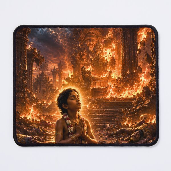 Item preview, Prahlad’s Faith Amid Chaos | Spiritual Devotion Hindu Artwork designed and sold by Homyar.