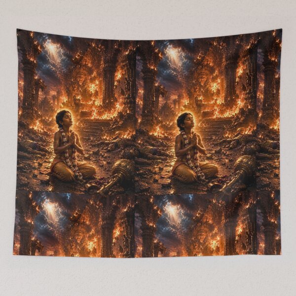 Item preview, Prahlad’s Faith Amid Chaos | Spiritual Devotion Hindu Artwork designed and sold by Homyar.
