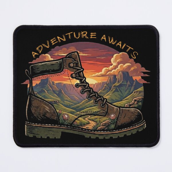 Item preview, Adventure Awaits Hiking Boot Mountain Trail designed and sold by d247.