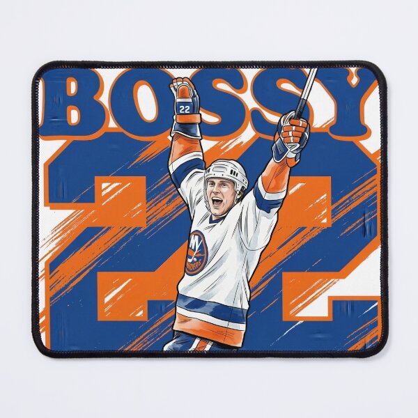 Item preview, Long Island Scoring Legend No. 22 – Retro Blue and Orange Hockey Art designed and sold by Thogan0416.