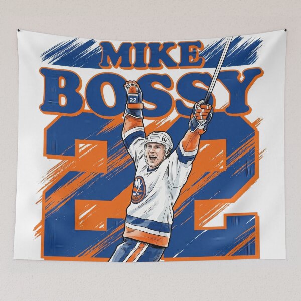 Item preview, Long Island Scoring Legend No. 22 – Retro Blue and Orange Hockey Art designed and sold by Thogan0416.