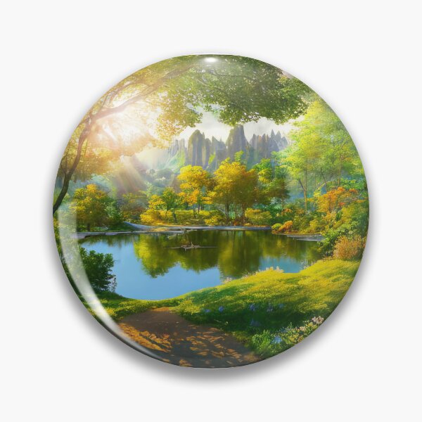 Item preview, Morning scene of a park with a pond designed and sold by Art-spree.