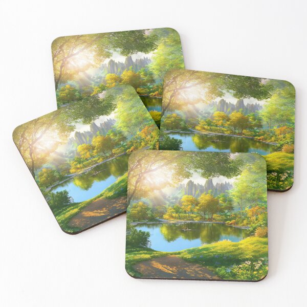 Item preview, Morning scene of a park with a pond designed and sold by Art-spree.