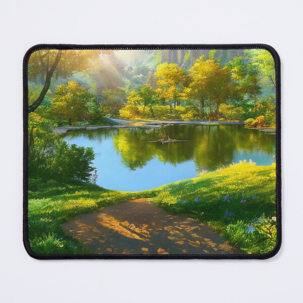 Item preview, Morning scene of a park with a pond designed and sold by Art-spree.