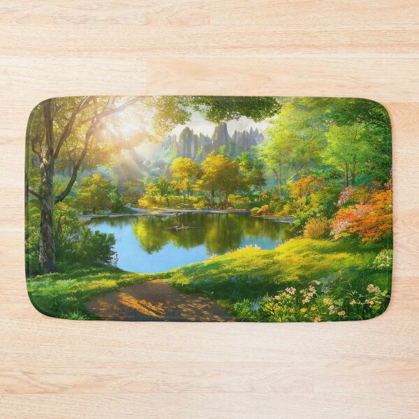 Item preview, Morning scene of a park with a pond designed and sold by Art-spree.