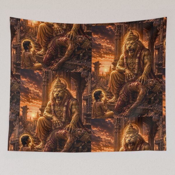 Item preview, Twilight Judgment of Narasimha | Divine Prophecy Hindu Art designed and sold by Homyar.