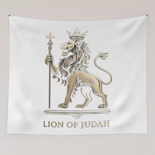 Item preview, Lion of Judah T-Shirt • Crowned Lion with Cross Scepter • Revelation 5:5 Christian Faith Apparel designed and sold by The imaginary unit..