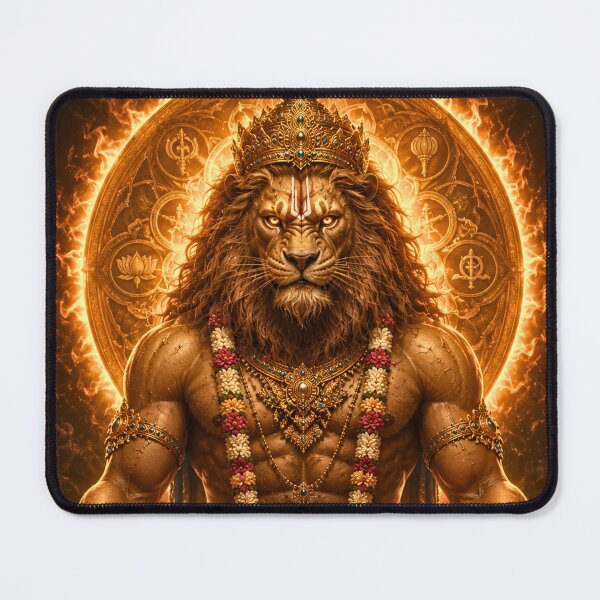 Item preview, Ugra Narasimha Meditation Portrait | Sacred Cosmic Lion Deity Art designed and sold by Homyar.