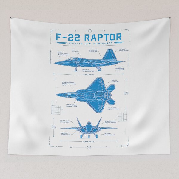 Item preview, F-22 Raptor Blueprint Stealth Fighter Jet Aviation Design designed and sold by RockyLambda.
