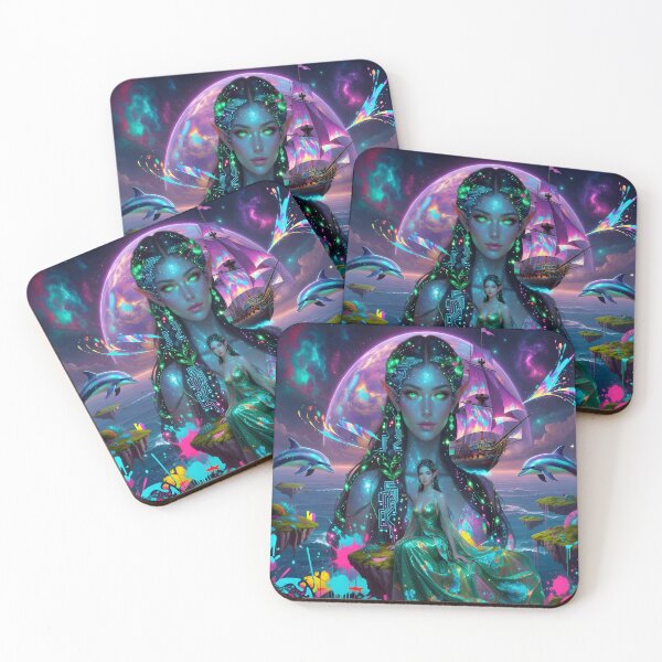 Item preview, Cyber Elf Goddess of Neon Seas designed and sold by DreamyWallVibes.