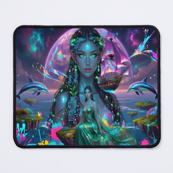 Item preview, Cyber Elf Goddess of Neon Seas designed and sold by DreamyWallVibes.