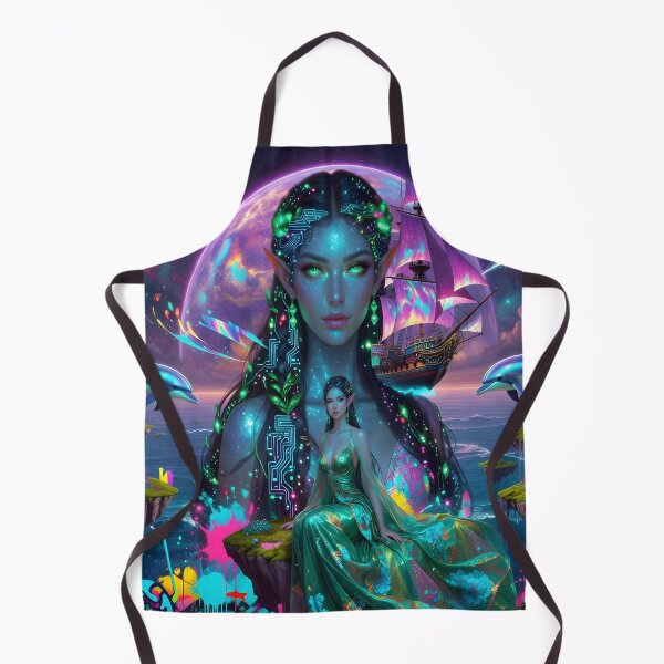 Item preview, Cyber Elf Goddess of Neon Seas designed and sold by DreamyWallVibes.