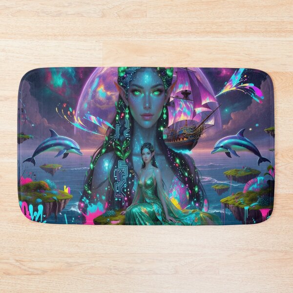 Item preview, Cyber Elf Goddess of Neon Seas designed and sold by DreamyWallVibes.