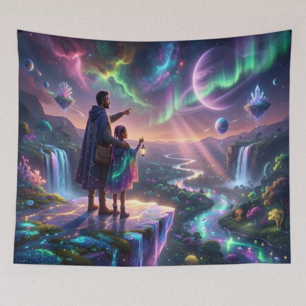 Item preview, Cosmic Father Daughter Dreamscape designed and sold by DreamyWallVibes.