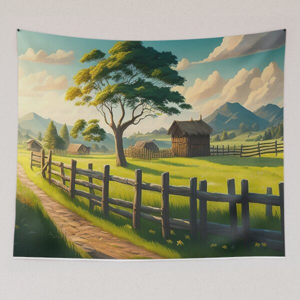 Item preview, Stunning rural landscape with meadow and fence designed and sold by Art-spree.