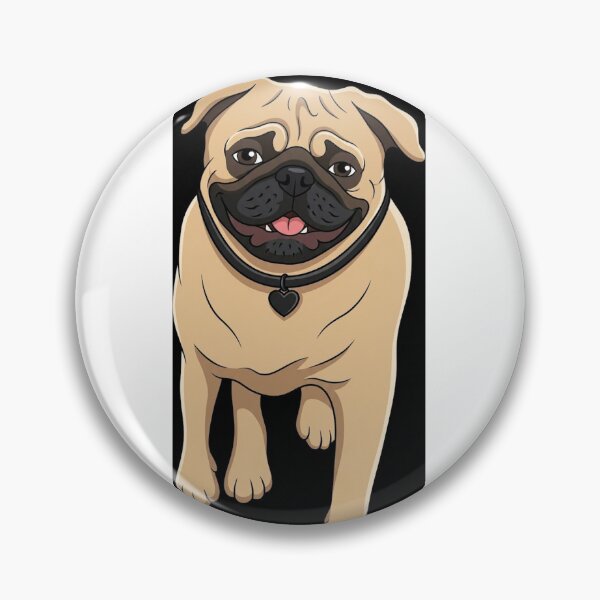 Item preview, Pug Cartoon Portrait with Heart Collar designed and sold by AirCrayons27.