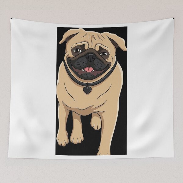 Item preview, Pug Cartoon Portrait with Heart Collar designed and sold by AirCrayons27.