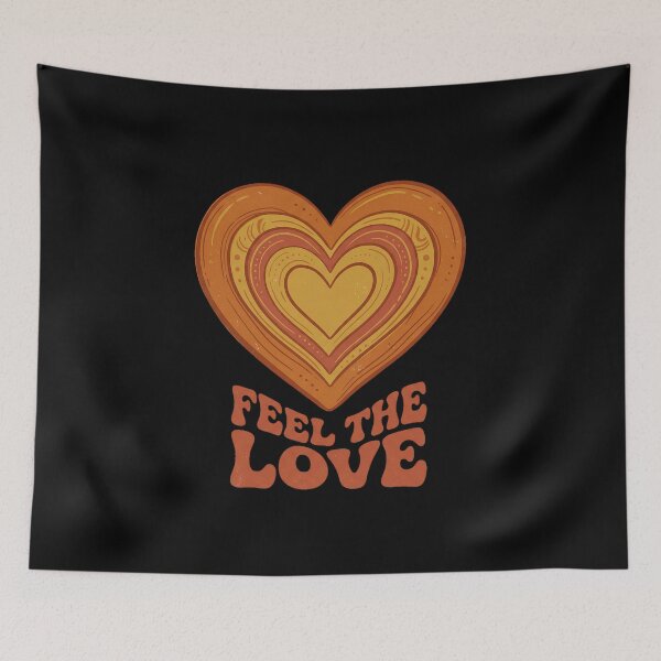 Item preview, Retro Groovy Terracotta Feel the Love Heart designed and sold by Osmose-Studio ⭐⭐⭐⭐⭐.