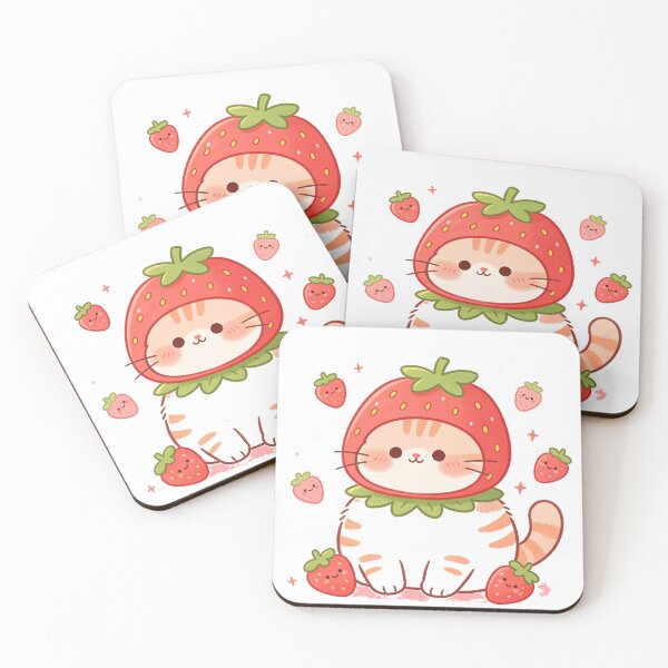 Item preview, Cute Strawberry Cat - Sweet & Whimsical designed and sold by Odushake.